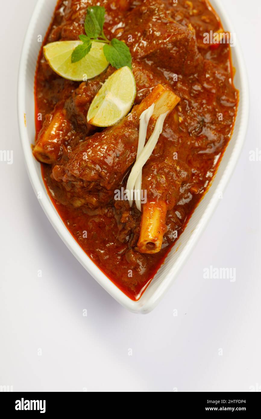 Hammelfleisch-oder Lammfleisch-Cuisine, würzige indische Küche. Stockfoto