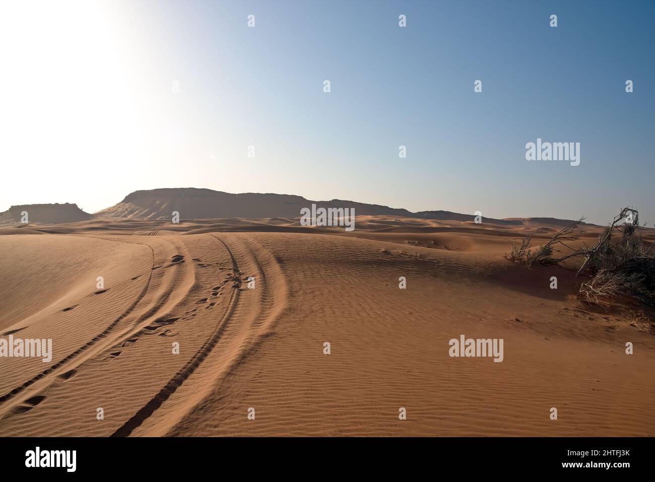 Sharjah Vereinigte Arabische Emirate April 9 2021 am frühen Morgen Offroading und Düne Bashing um Al Mada Stockfoto