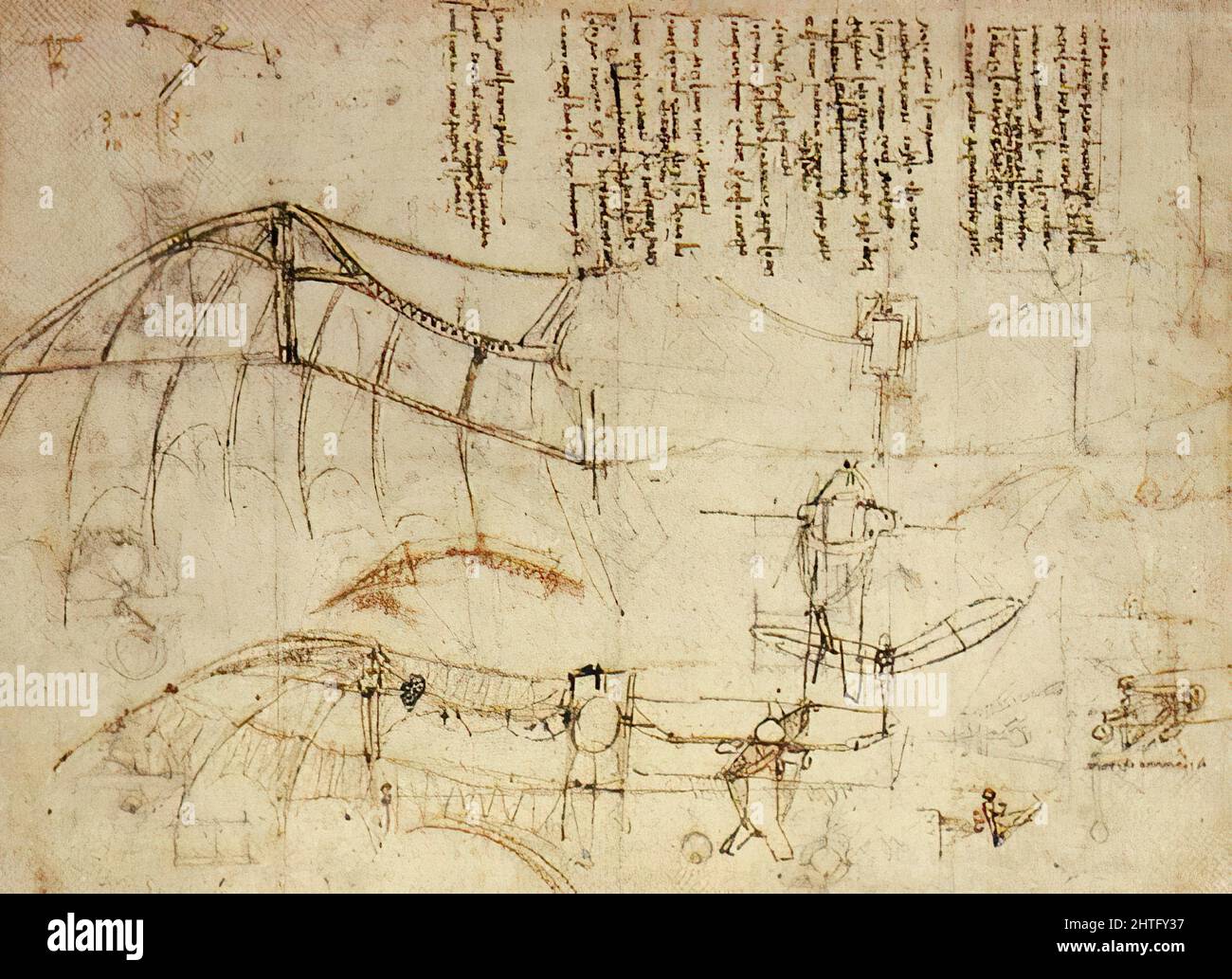 Leonardo Da Vinci - Design Flying Machine 1488 Stockfoto