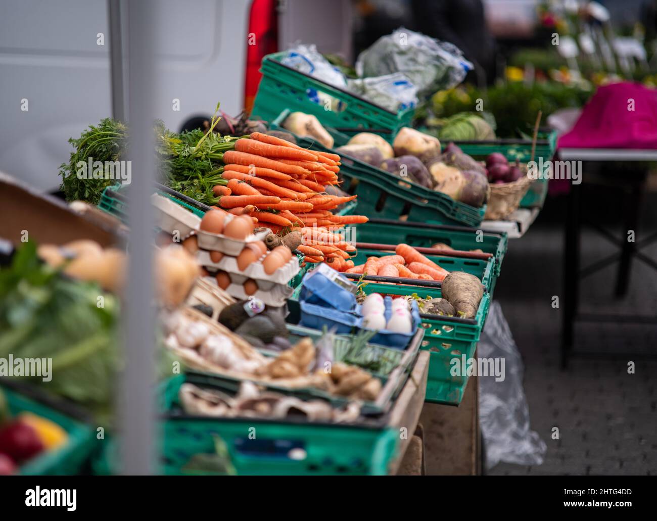 Natürliches Obst und Gemüse ohne Konservierungsstoffe, auf natürlichem Boden ohne Kunstdünger und GVO Stockfoto