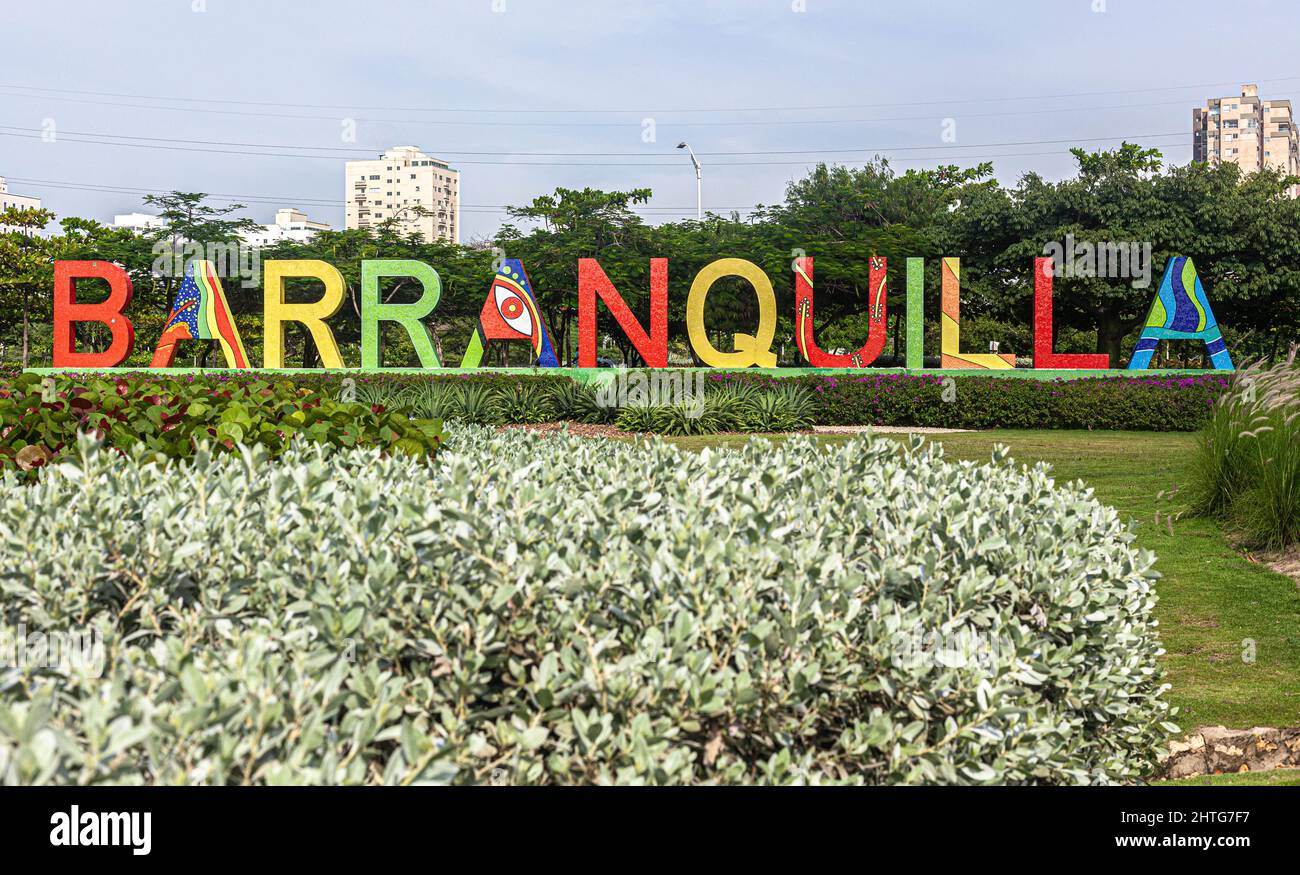 Massives Barranquilla-Schild, Barranquilla, Kolumbien. Stockfoto