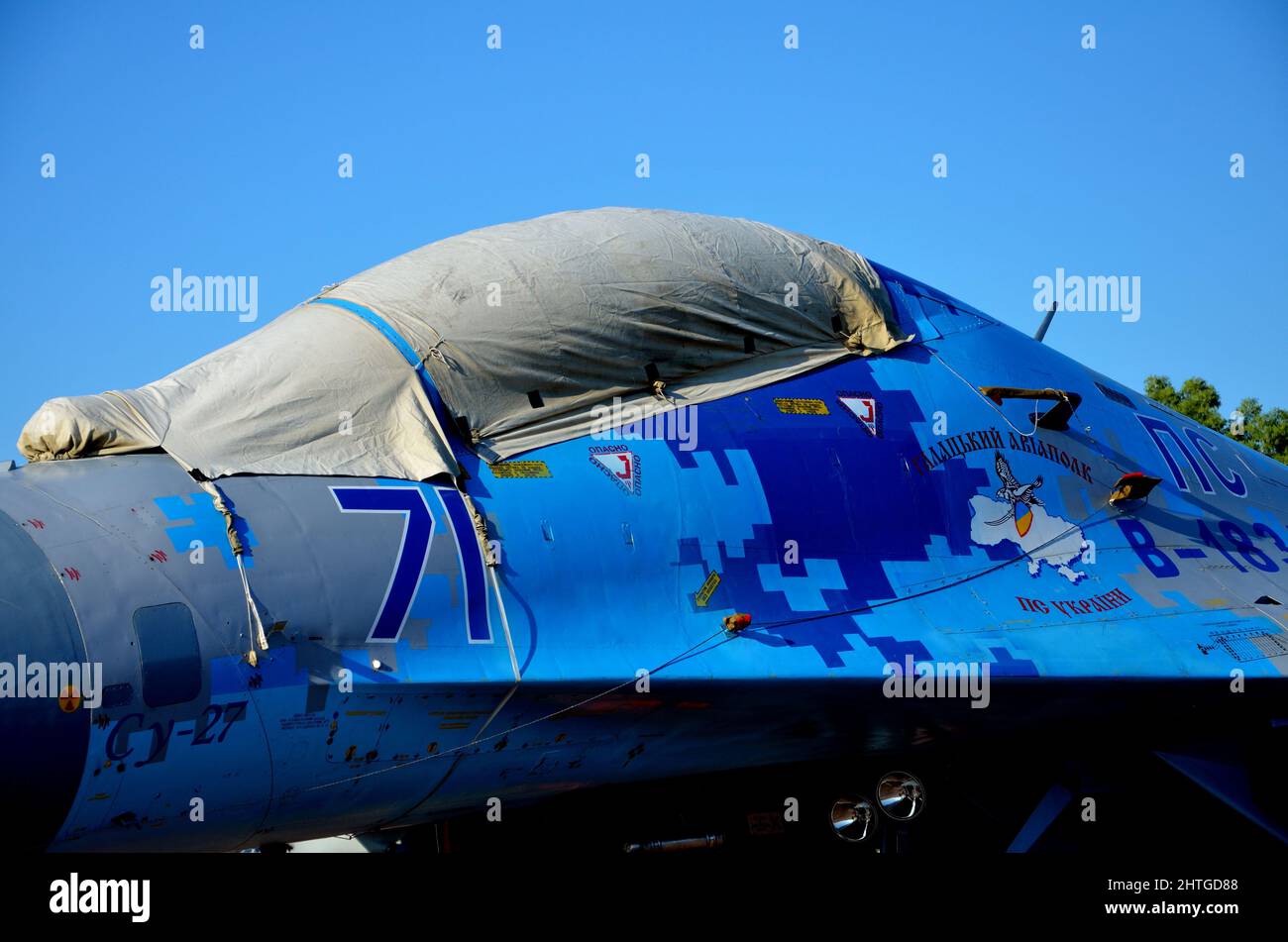 Ukrainische Luftwaffe Sukhoi SU-27 Jagdflugzeug Stockfoto