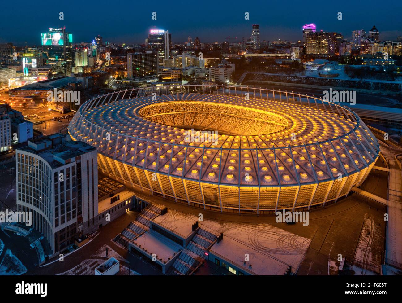 Kiew der Olimpiyskiy National Sports Complex, Kiew, Ukraine Außenansicht des Stadions Stockfoto