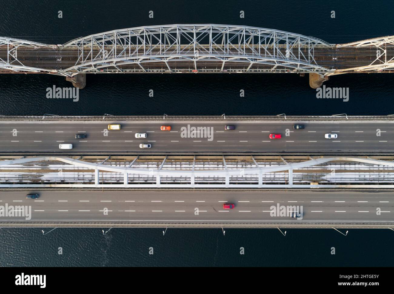 Kiew Neue Darnytskyi-Brücke Kiew, Ukraine Stockfoto