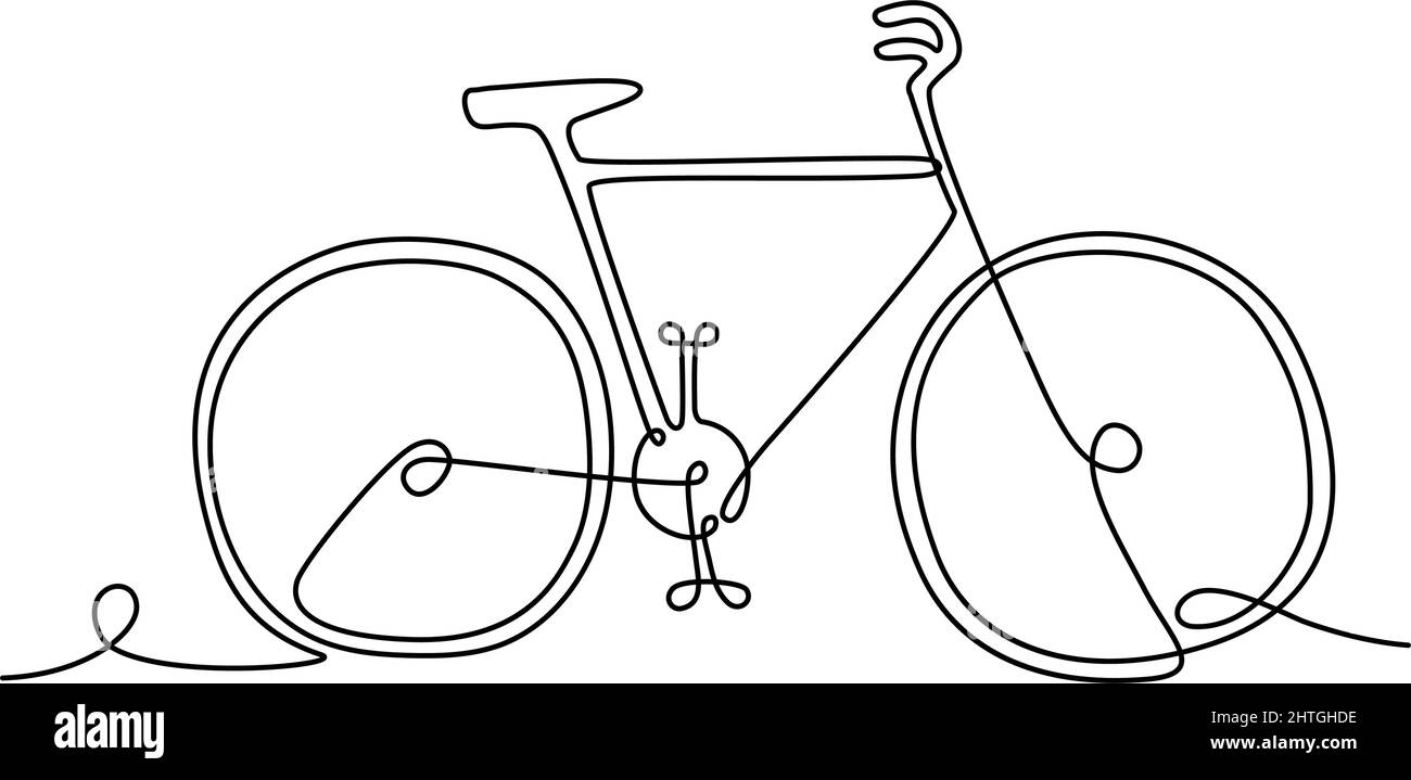 Fahrrad in einer durchgehenden Linienzeichnung, Vektordarstellung Stock Vektor