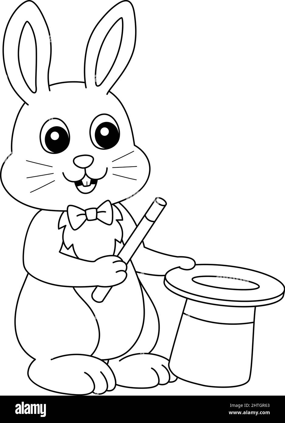 Osterhase Magier Isoliert Malseite Stock Vektor