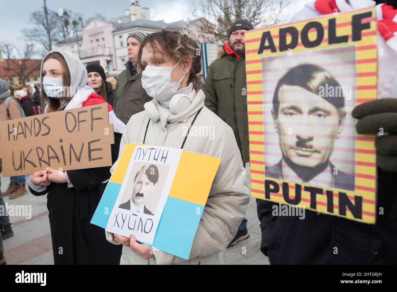 Anti-Kriegs-Protest der Ukrainer gegen russische Invasion in der Ukraine. Danzig, Polen, Februar 26. 2022 © Wojciech Strozyk / Alamy Stock Photo Stockfoto