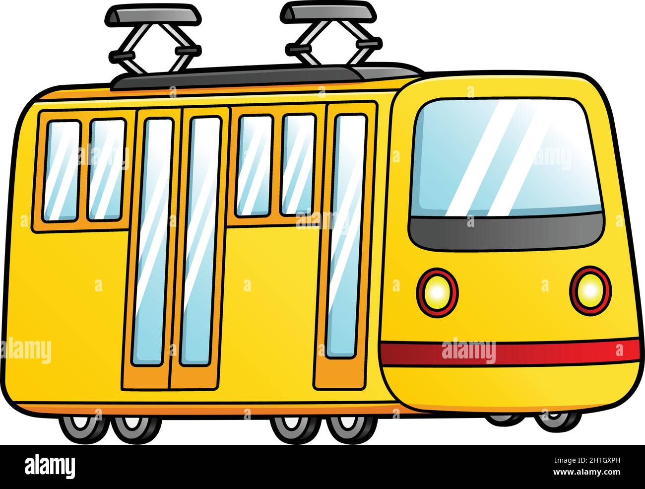 Tram Cartoon Clipart Farbige Illustration Stock Vektor