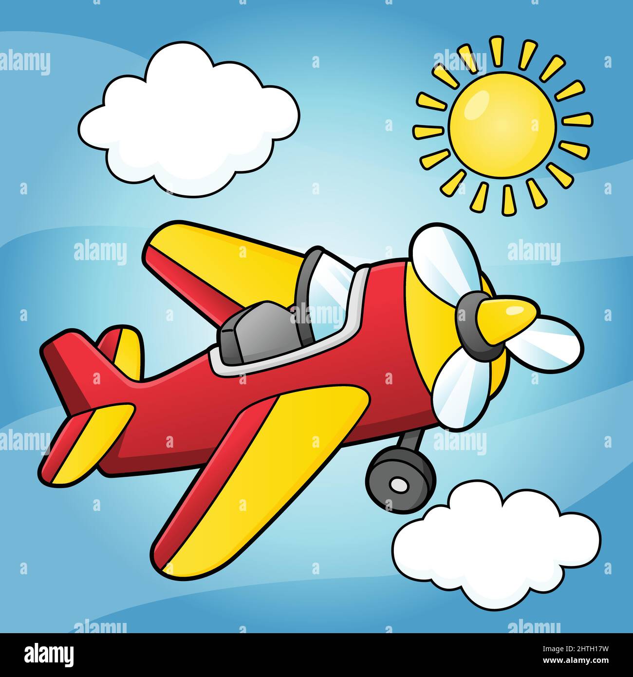 Propeller Flugzeug Cartoon Fahrzeug Illustration Stock Vektor