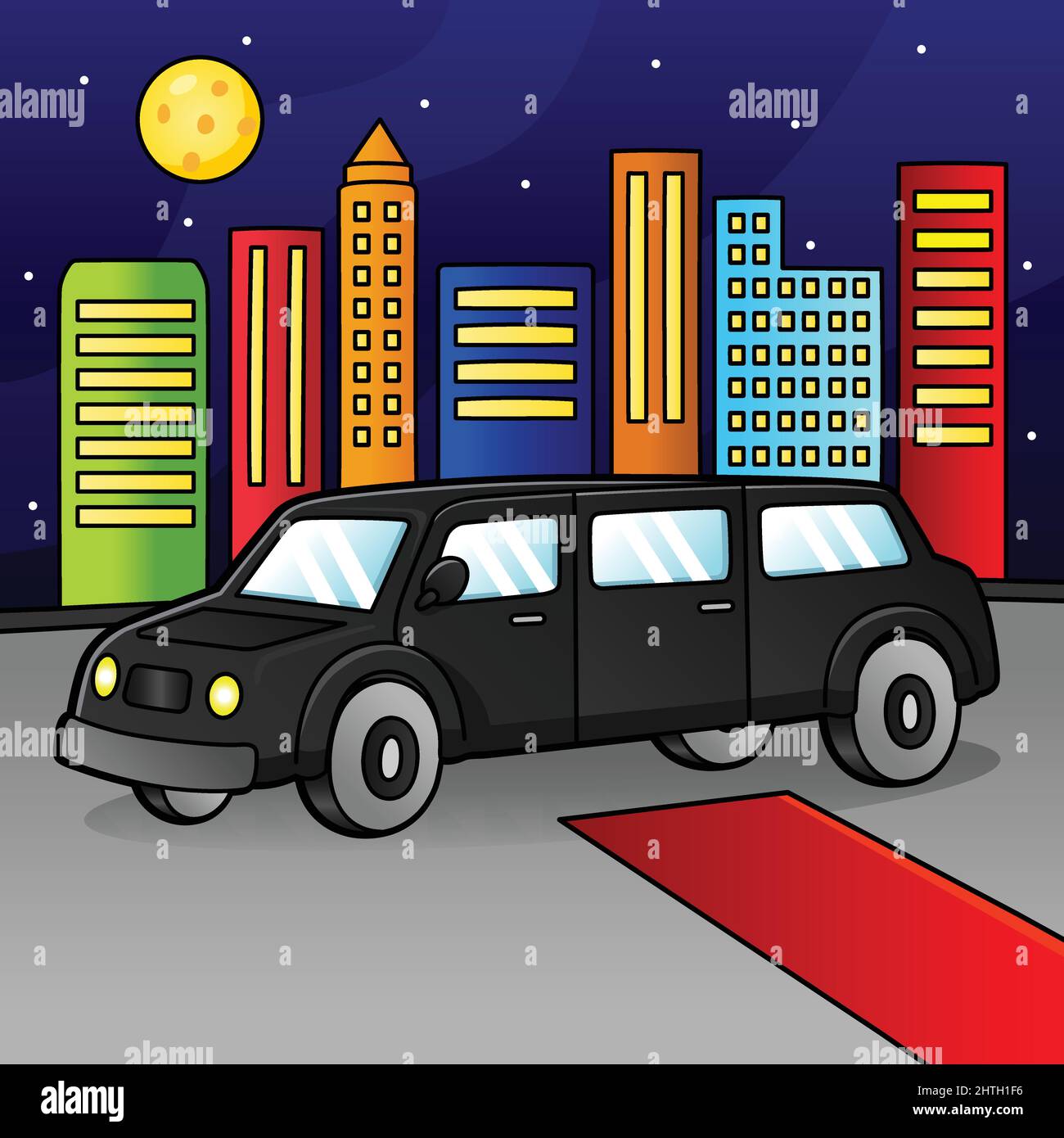 Limousine Cartoon Farbige Fahrzeug Illustration Stock Vektor