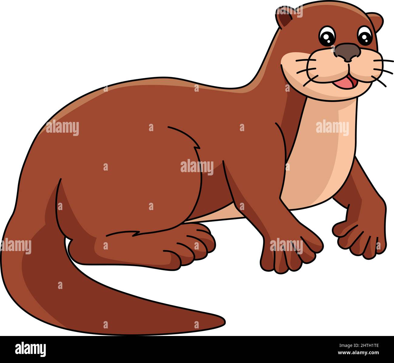 River Otter Cartoon Clipart Illustration Stock Vektor