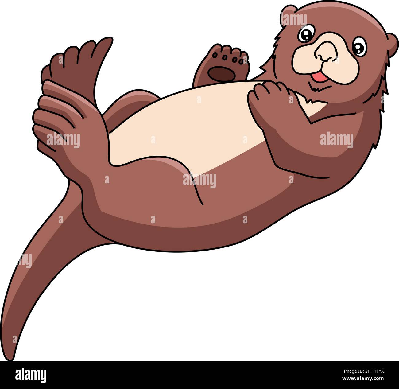 Sea Otter Cartoon Clipart Illustration Stock Vektor