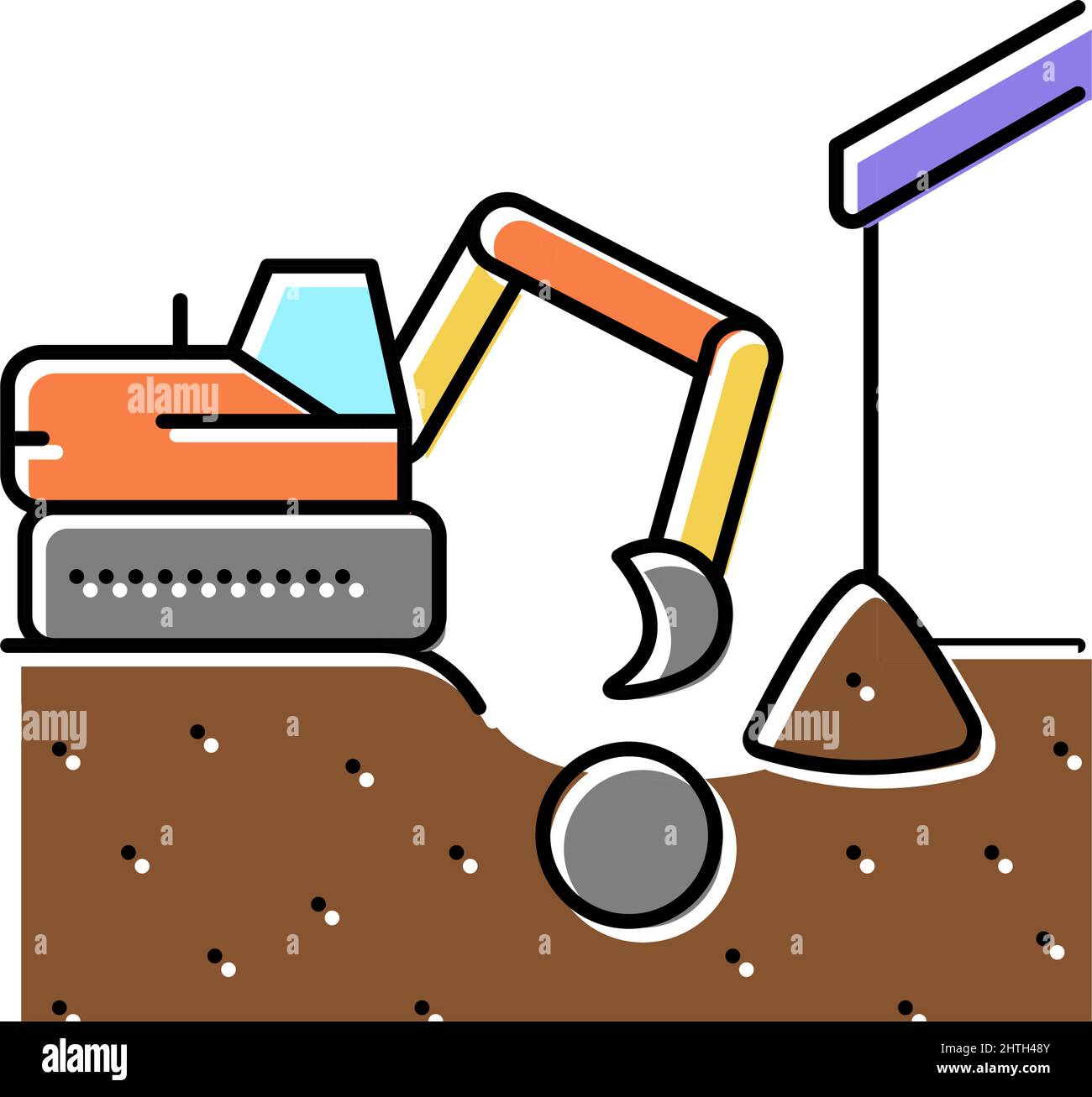 Grabungsrohr aus dem Boden Farbe Symbol Vektorgrafik Stock Vektor