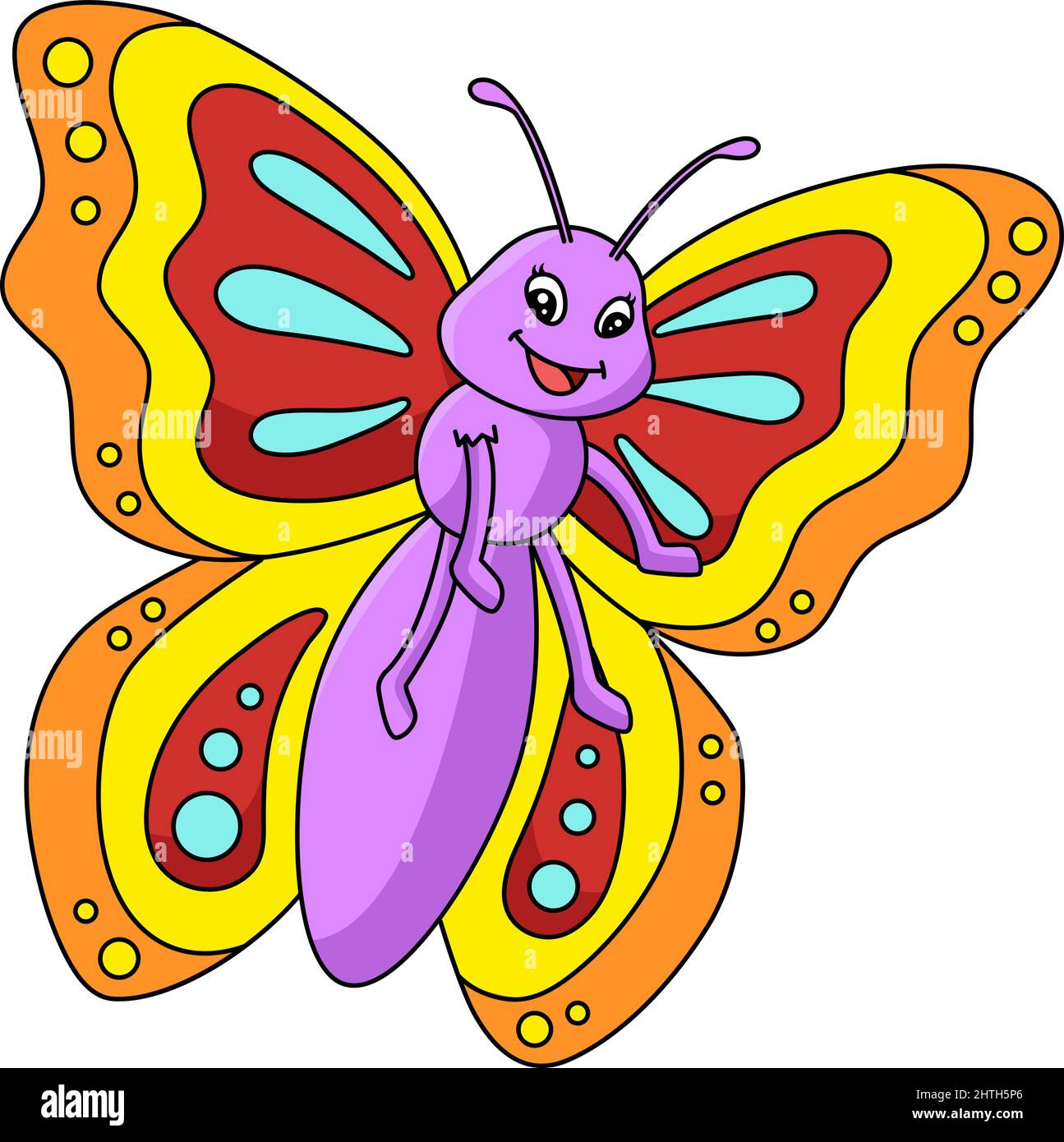 Schmetterling Cartoon Farbige Cliparte Illustration Stock-Vektorgrafik