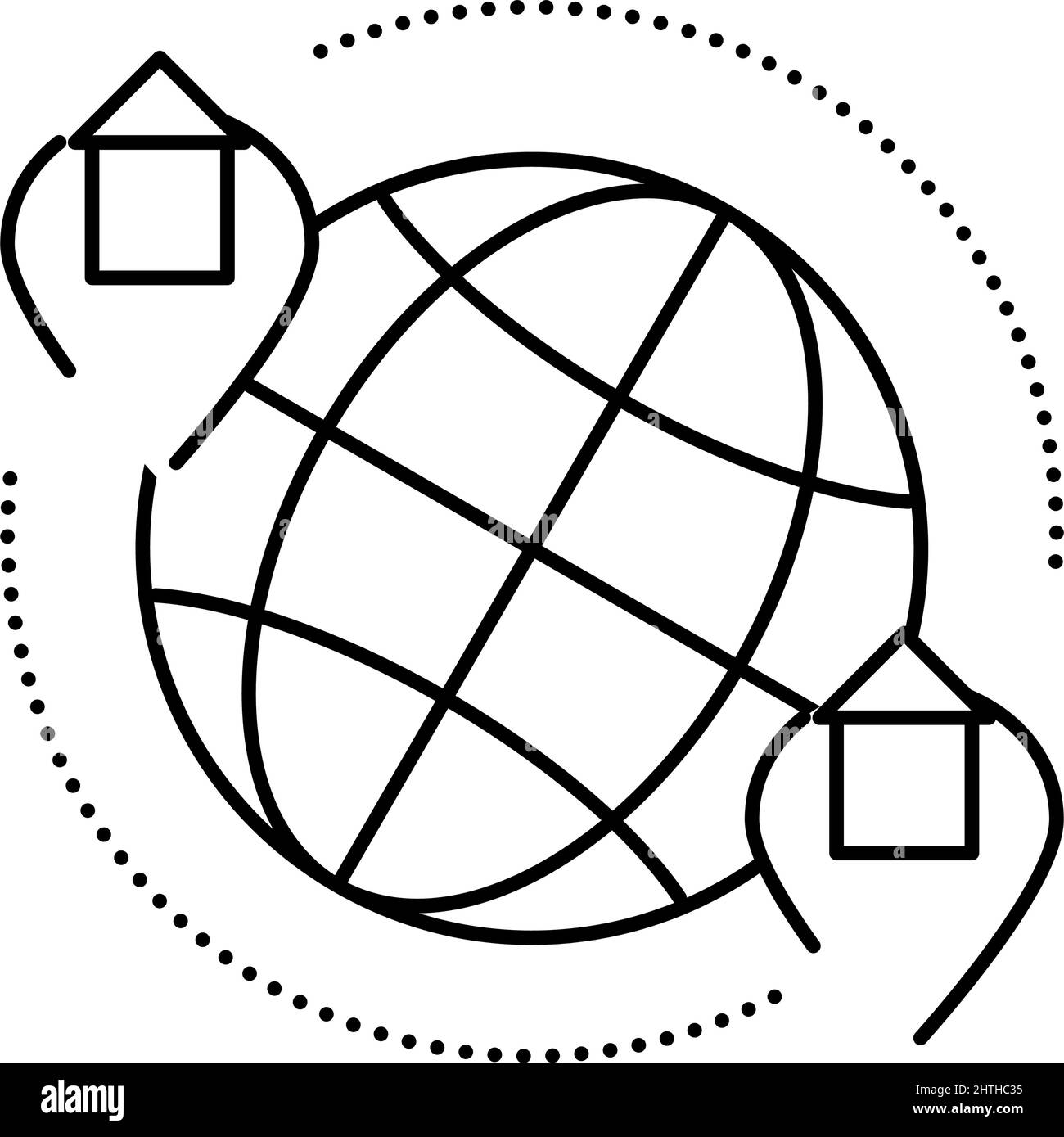 Miethaus Welt Standort Linie Symbol Vektor Illustration Stock Vektor