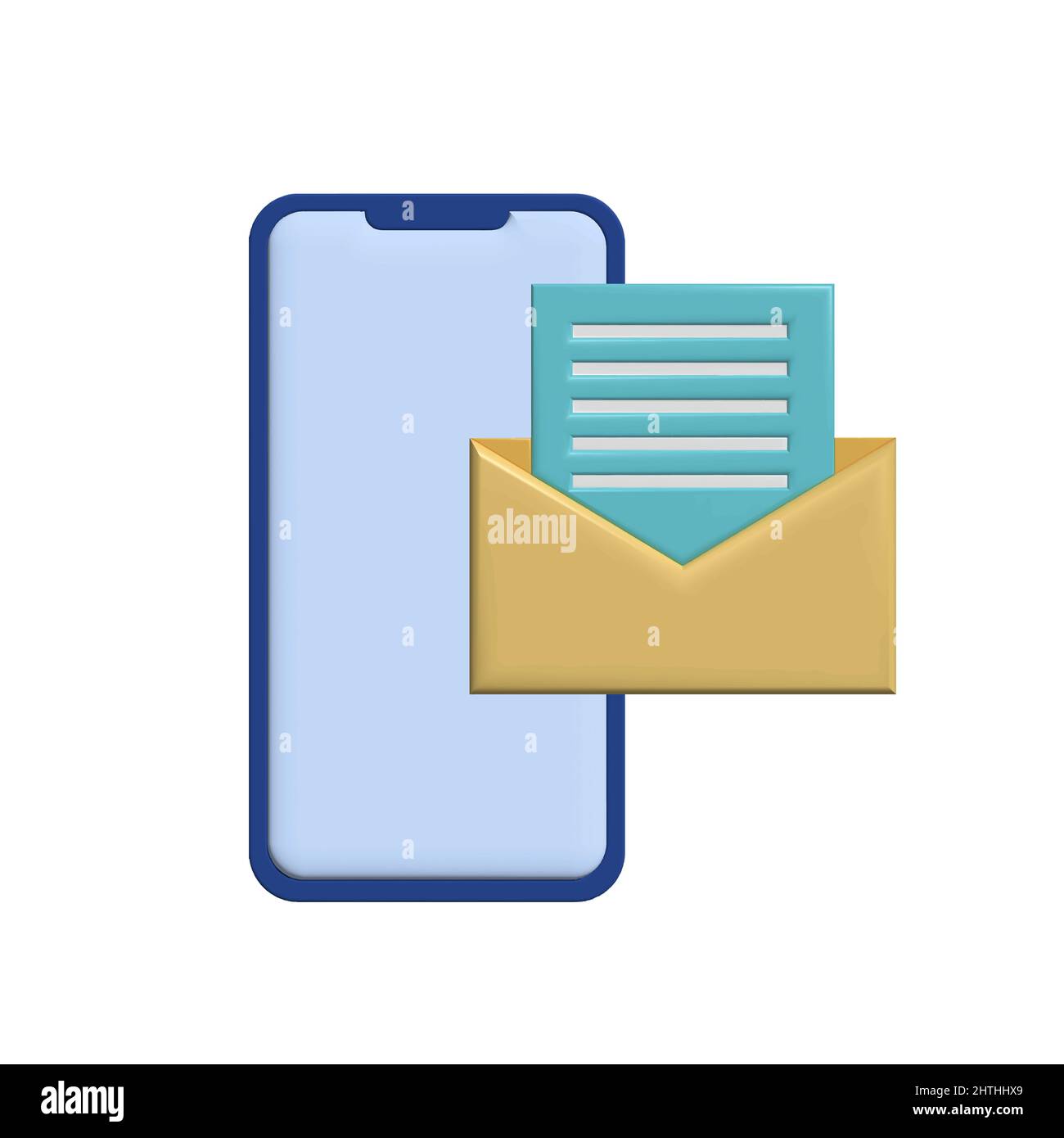 E-Mail auf dem Smartphone. E-Mail-Marketing 3D. 3D Vektor. Stock Vektor