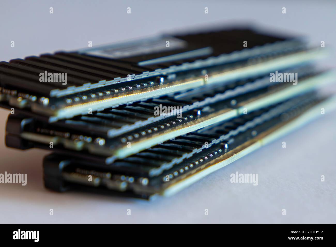 RAM-Speichermodule. Computerkomponenten. Nahaufnahme. Selektiver Fokus Stockfoto