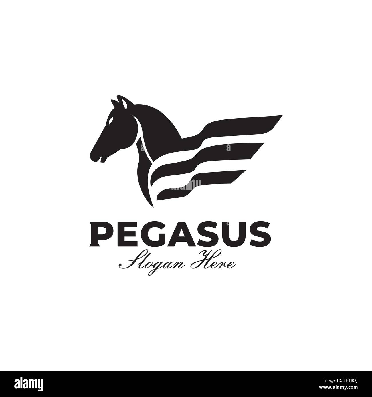 Schwarzes Pegasus Pferd abstraktes Logo, einfach, einzigartig, Premium Stock Vektor