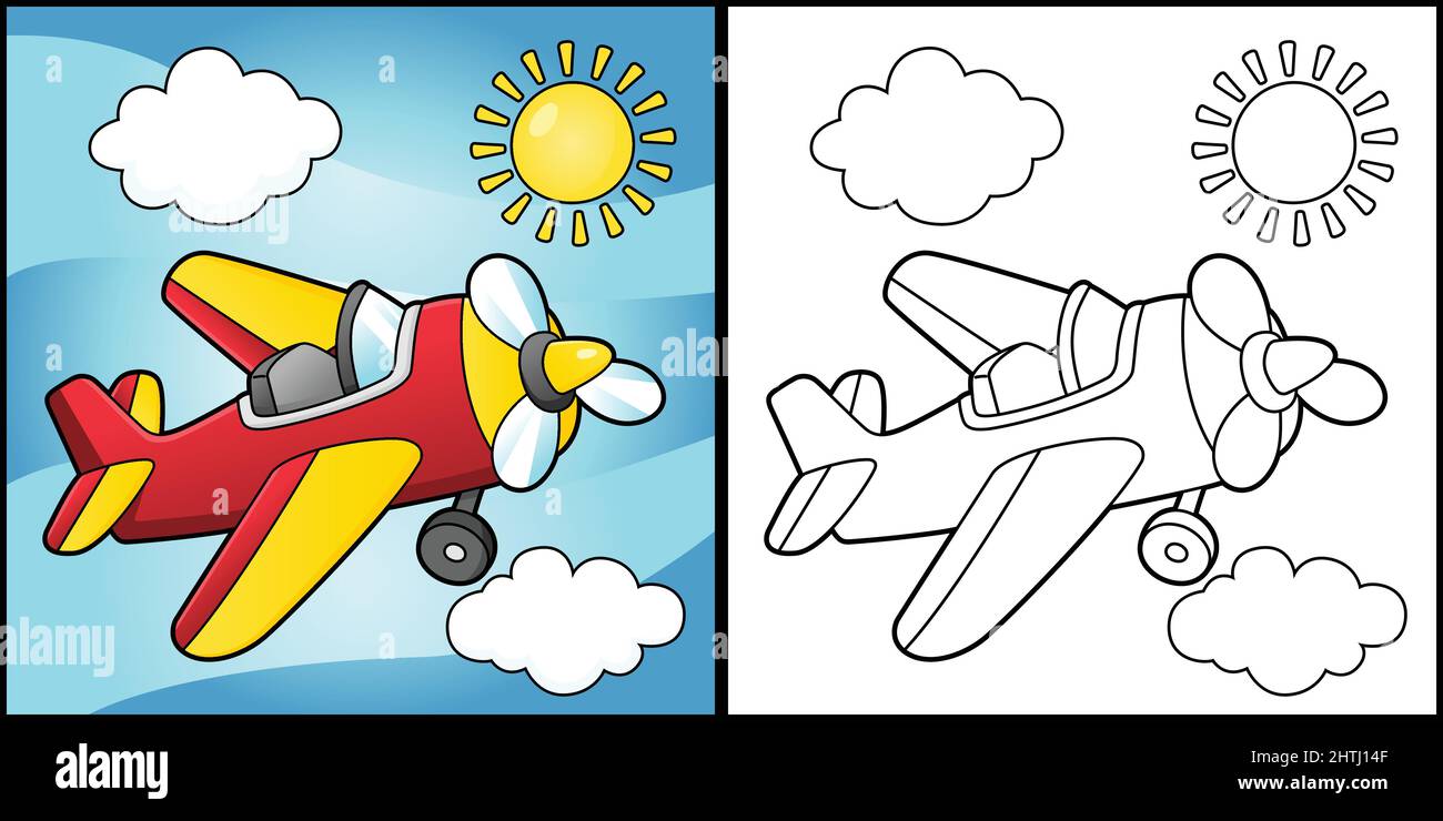 Propeller Flugzeug Coloring Page Fahrzeug Illustration Stock Vektor