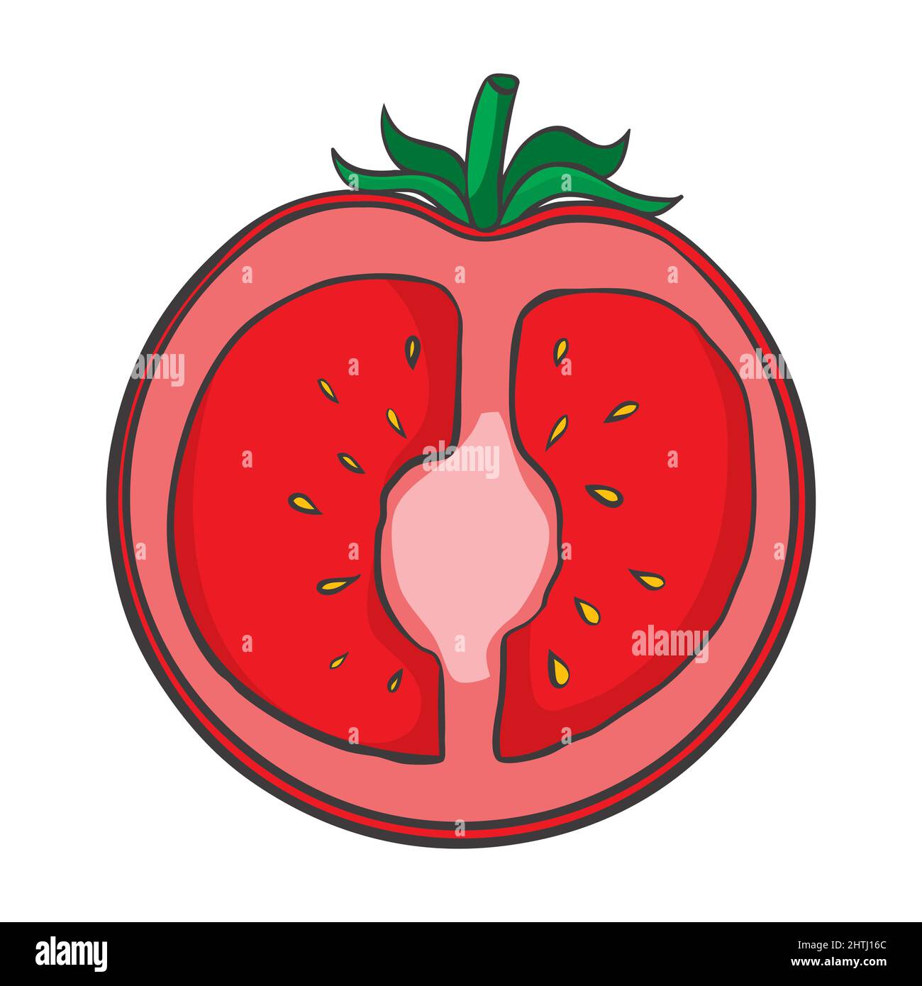 Tomaten-Symbol im flachen Stil. Isoliertes Objekt. Tomaten-Logo. Gemüse vom Bauernhof. Ökologische Lebensmittel. Vector Illustration. Stock Vektor