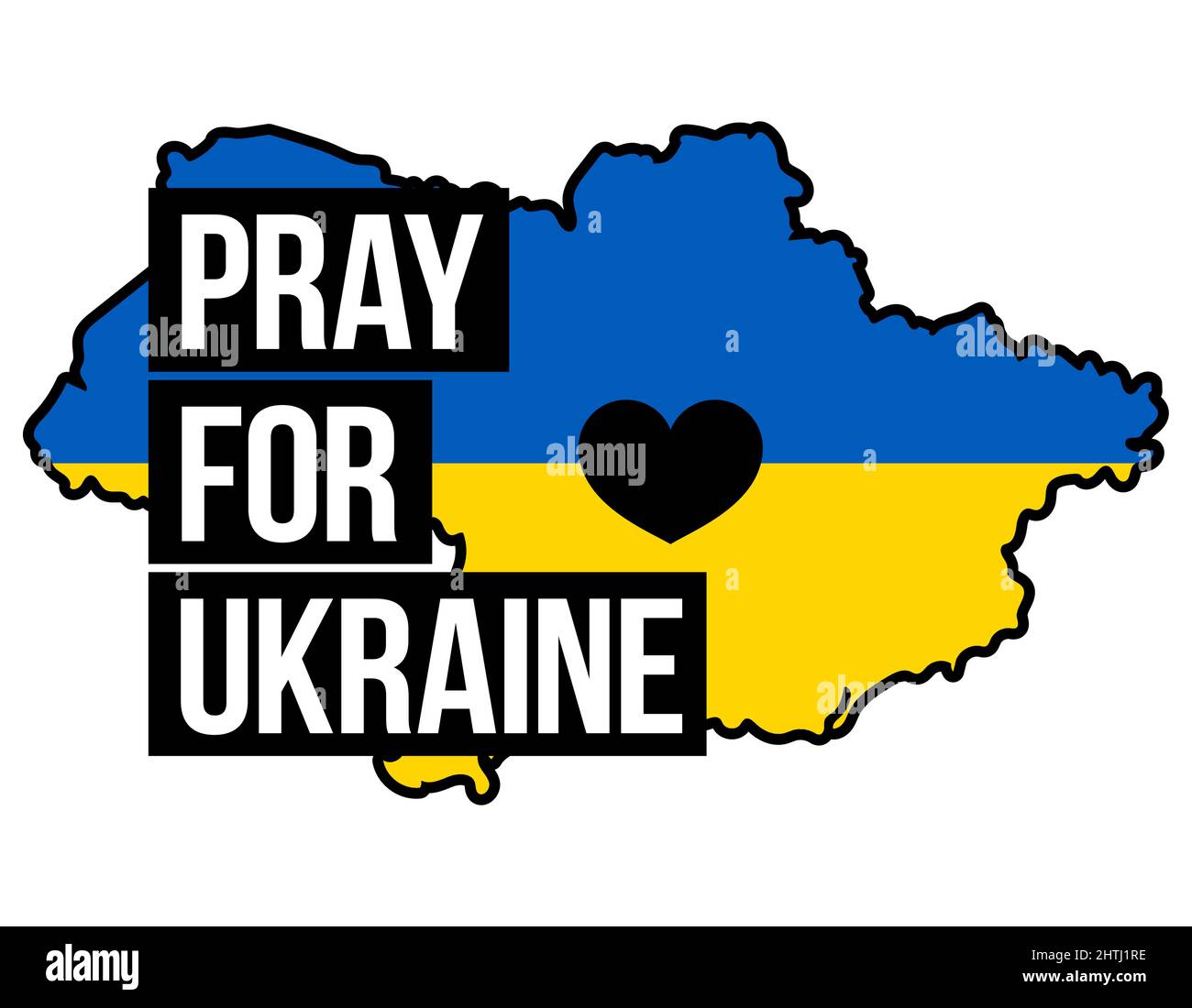 Betet für die Ukraine - den russischen und ukrainischen Konflikt. Stock Vektor