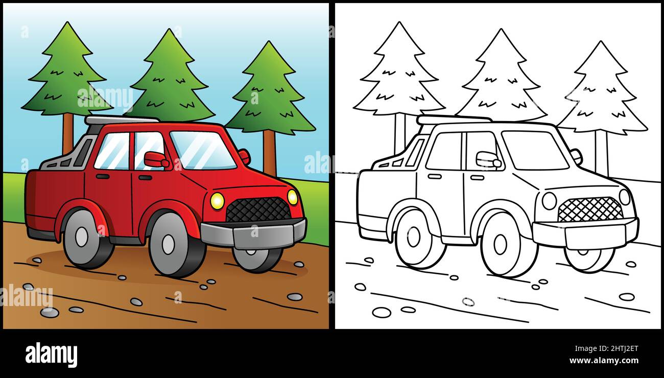 Off Road Truck Coloring Page Fahrzeugdarstellung Stock Vektor