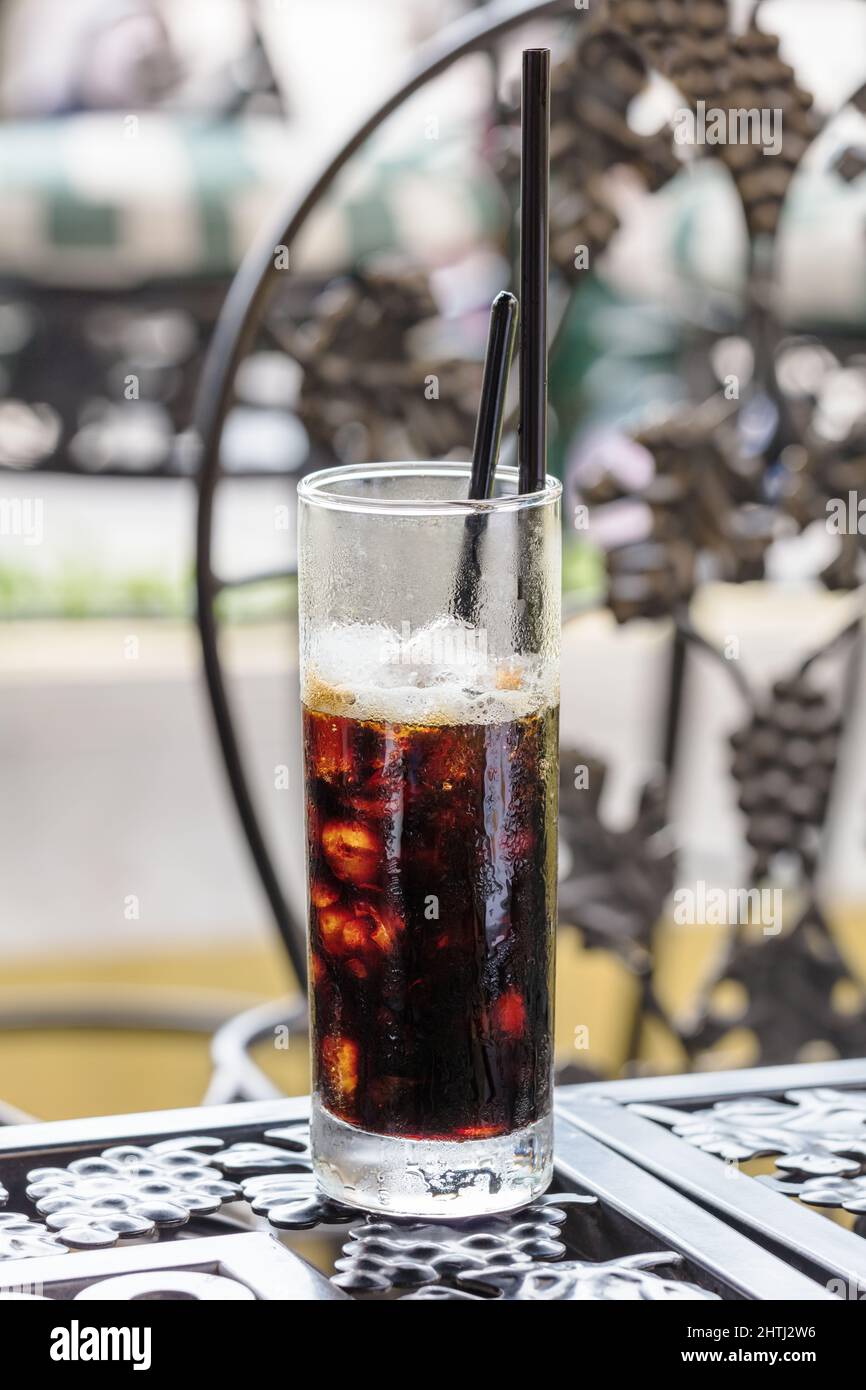 Eiskaffee in einem hohen Glas Stockfoto