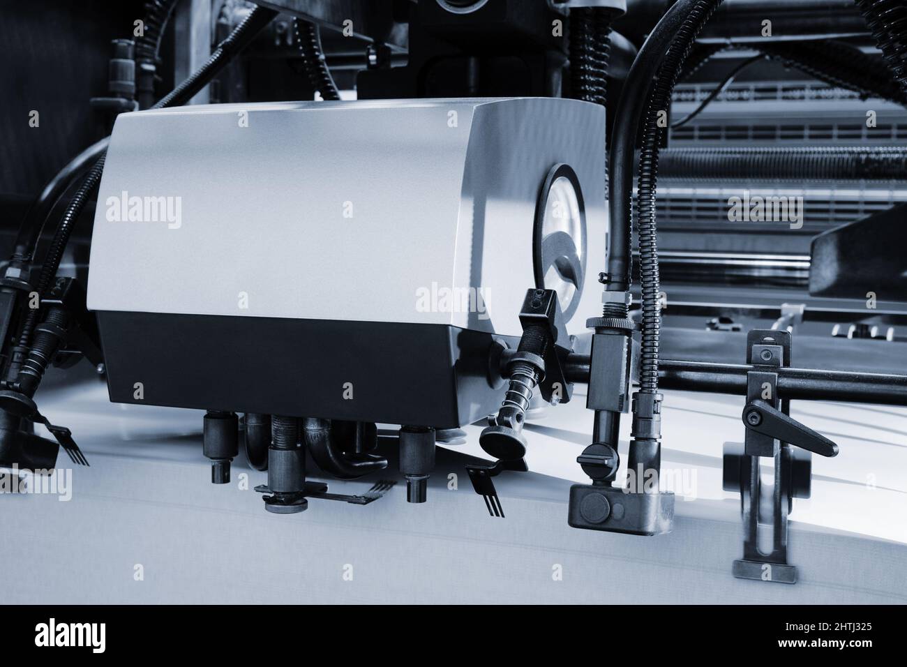 Die Ausrüstung für einen Druck in einer modernen Druckerei Stockfoto