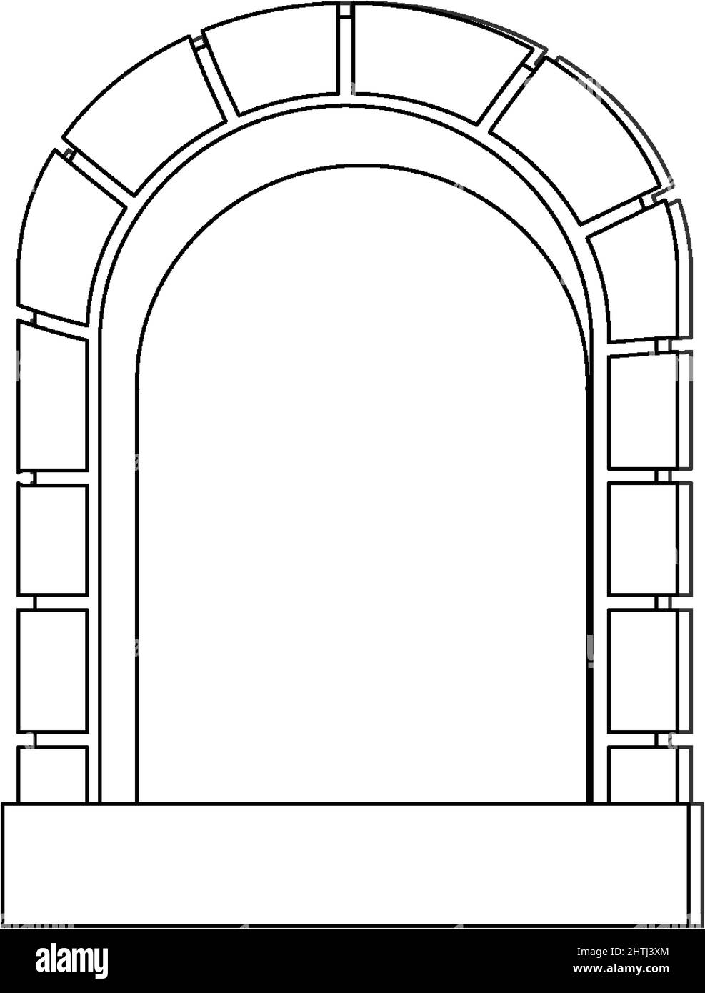 Ziegel Fenster schwarz-weiß Doodle Zeichen Illustration Stock Vektor