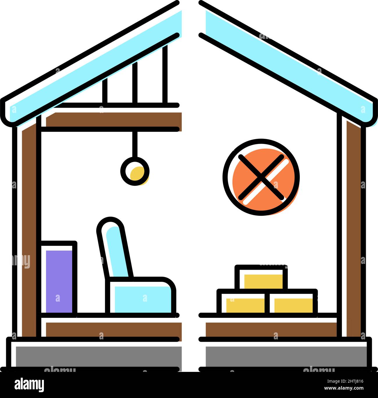 Selektive Darstellung von Symbolen für den Abriss von Innenräumen Stock Vektor