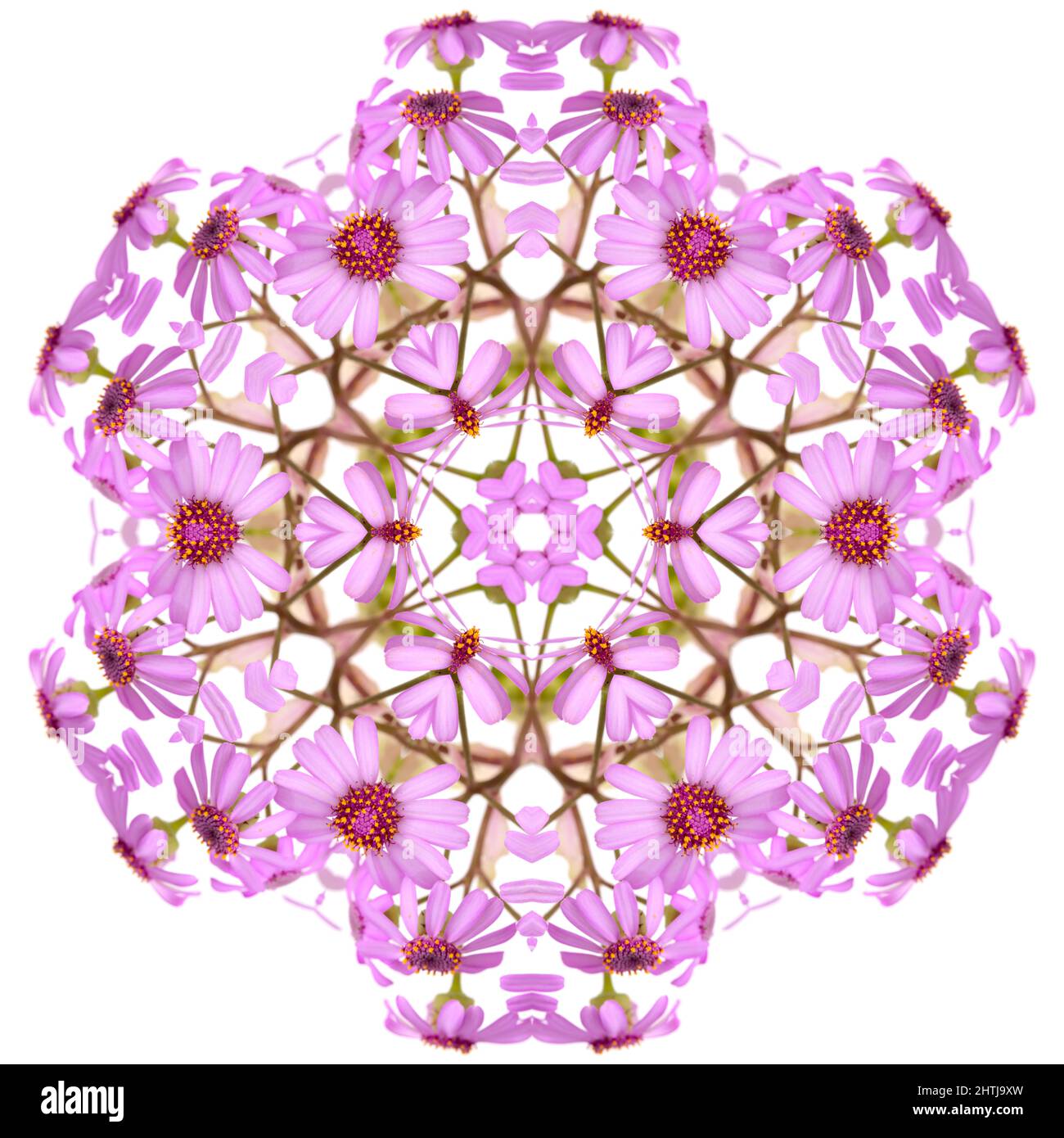 Kaleidoskop wiederholendes Muster mit Rotationssymmetrie Stockfoto