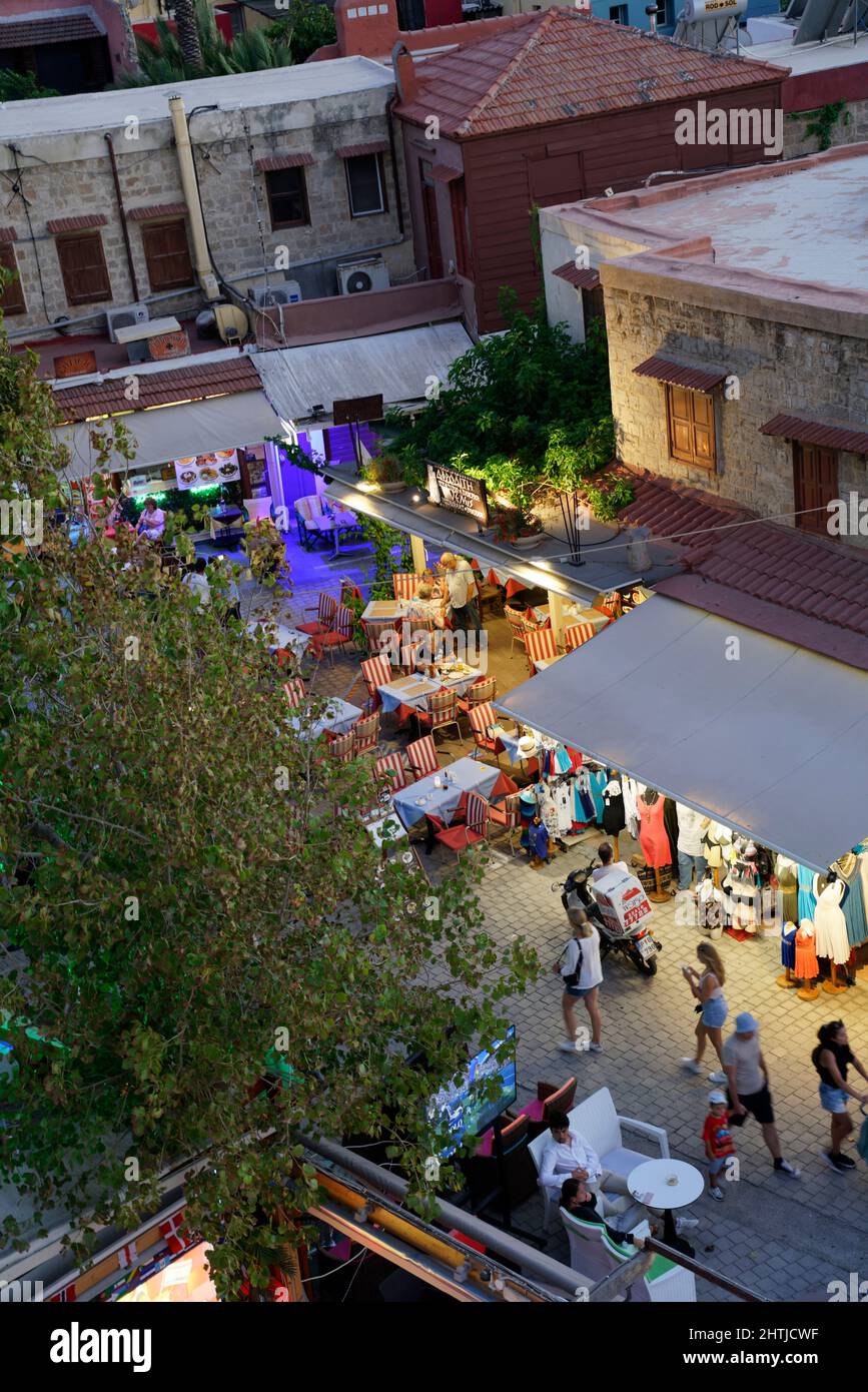 Luftaufnahme der Altstadt, Rhodos, Dodekanes, zwölf Inseln, Griechenland, Europa Stockfoto