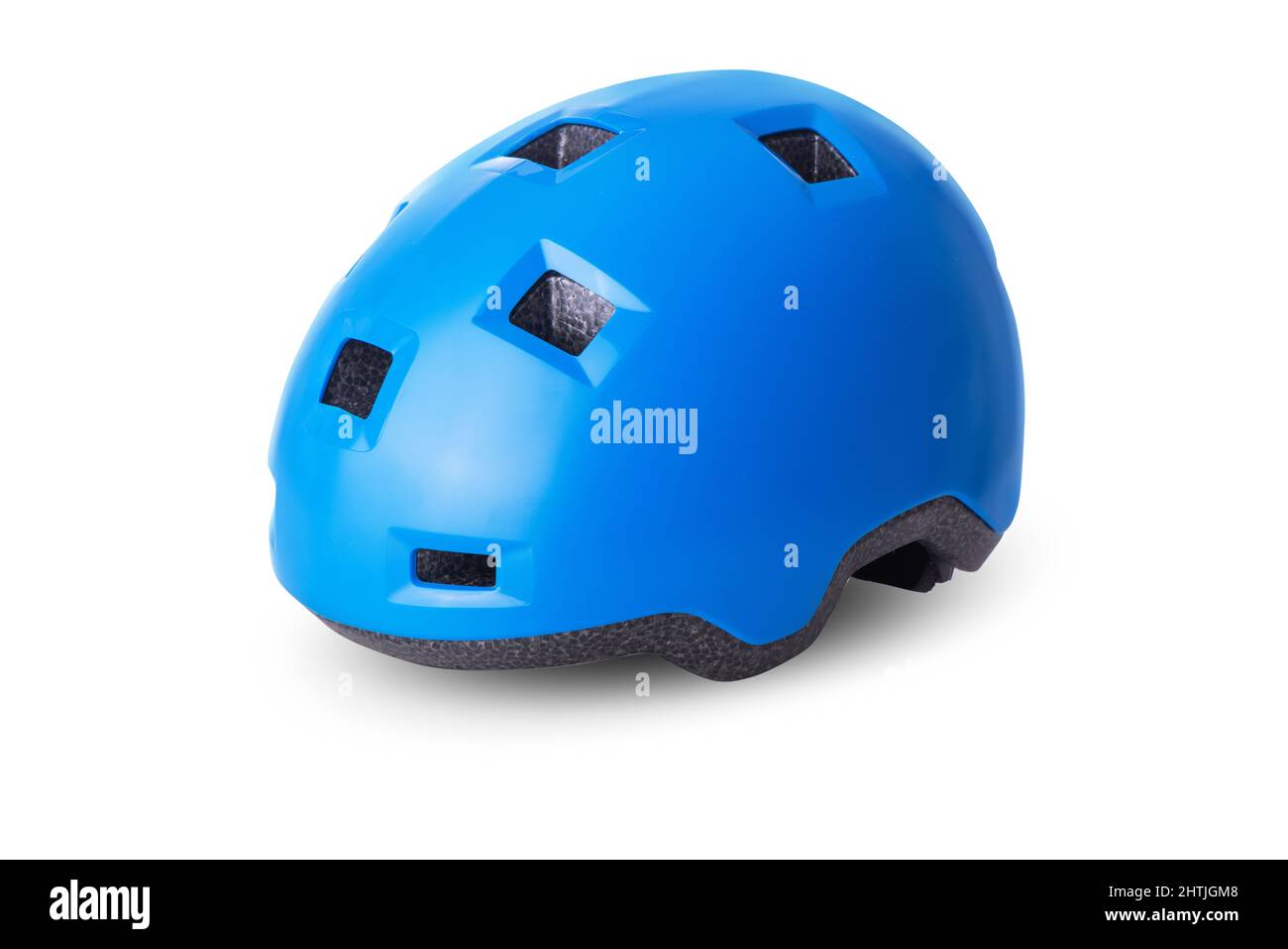 Rollschuhe oder Fahrradhelm isoliert auf weiß Stockfoto