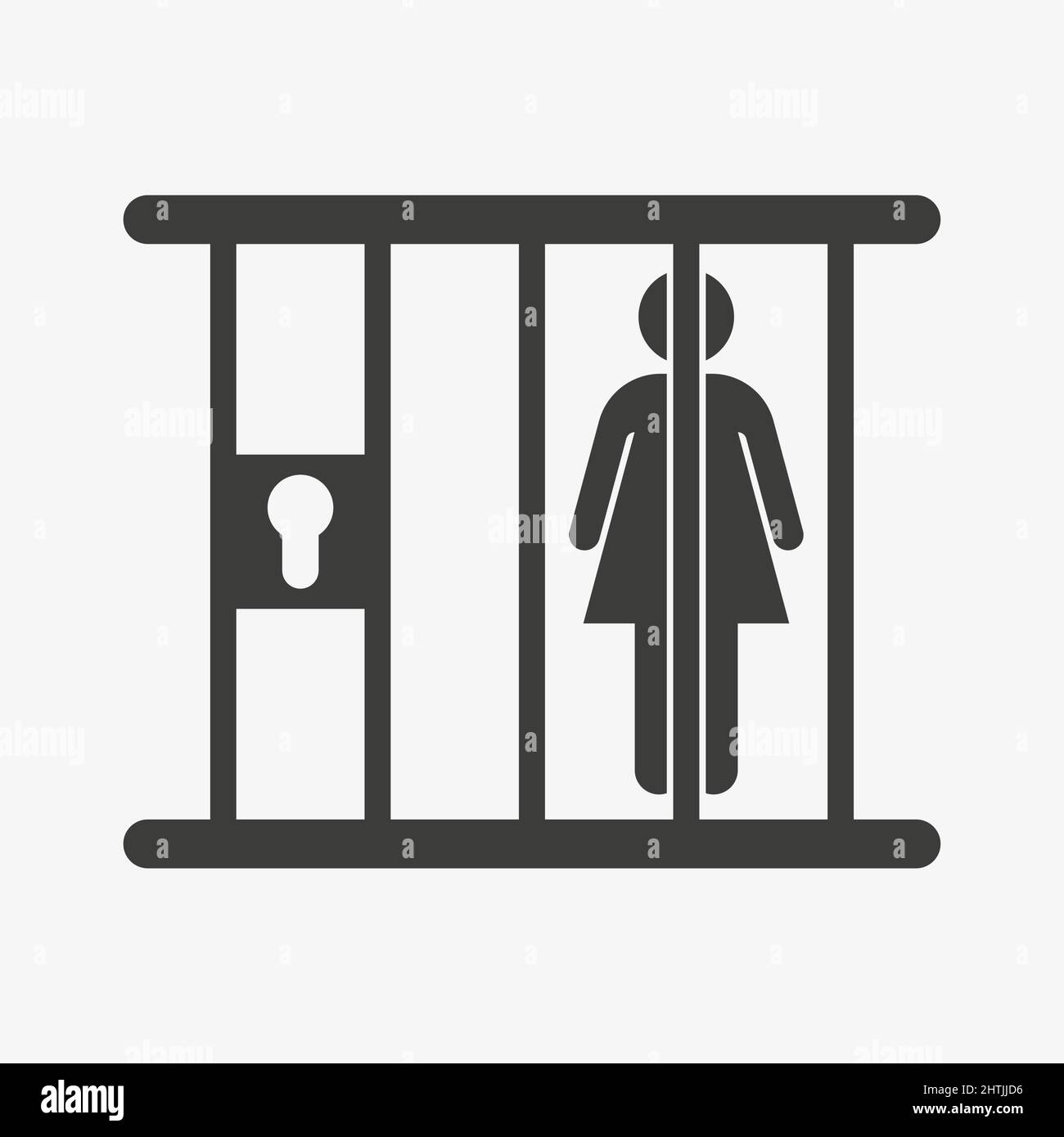 Ikone der Frau im Gefängnis. Vektor für weibliche Gefängnisse Stock Vektor