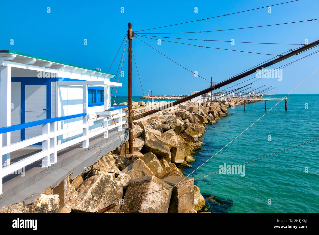 Caliscendi im Südhafen von Giulianova, Italien Stockfoto