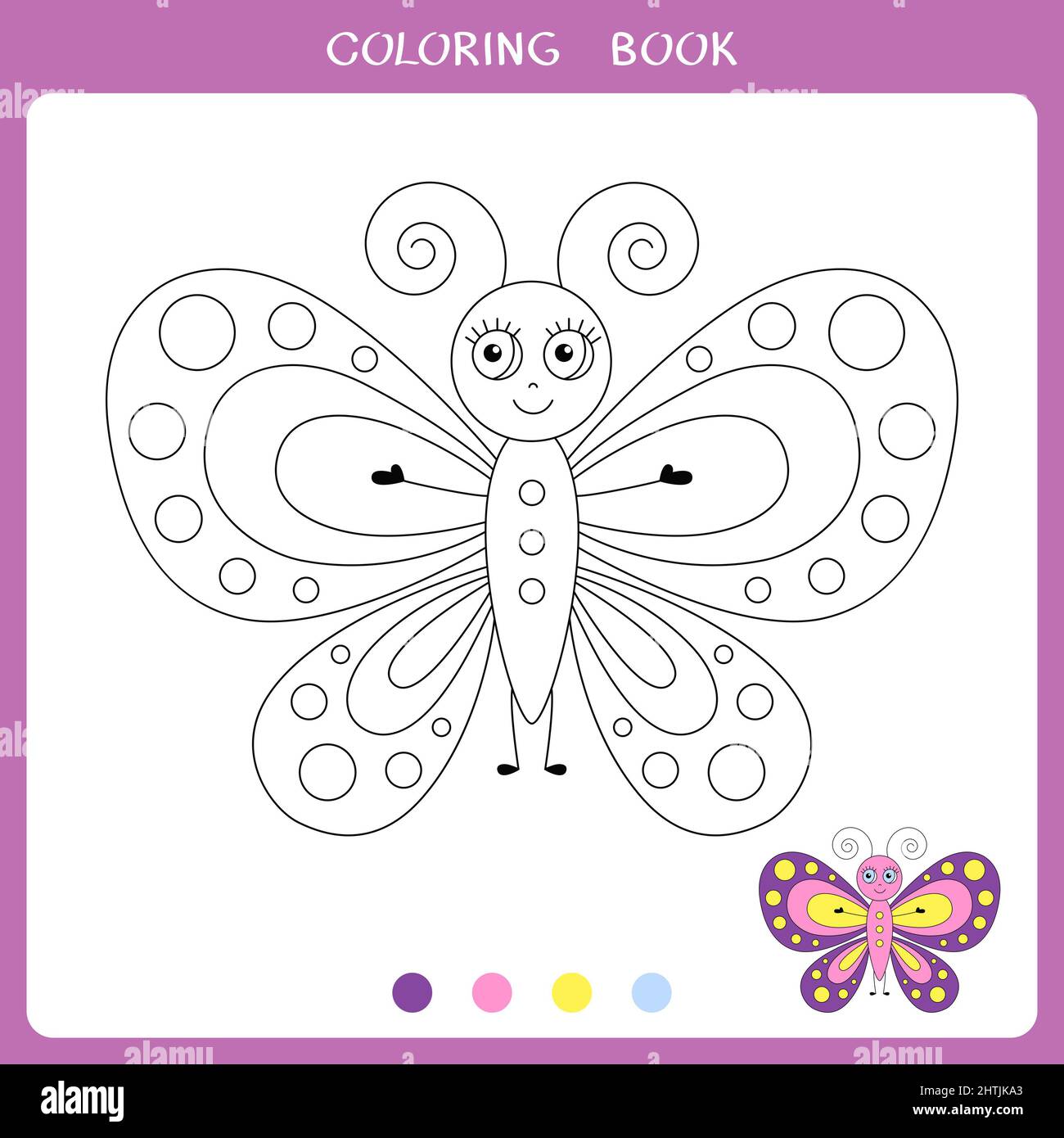 Niedlichen Schmetterling zum ausmalen Stockfoto
