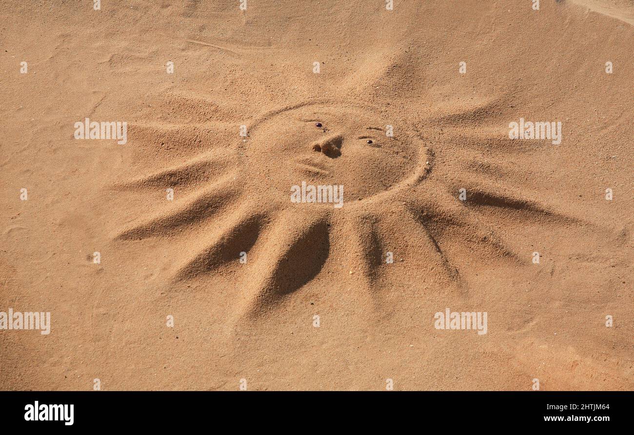 Skulptur aus Sand, Sandkunst, Sonne Stockfoto