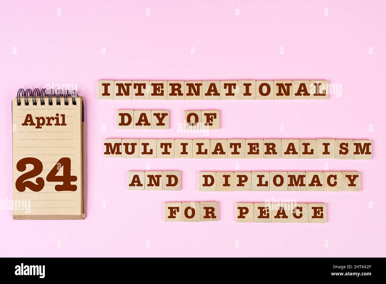 Festkonzept des Internationalen Tags des Multilateralismus und der Friedensdiplomatie der Vereinten Nationen am 24. April Stockfoto