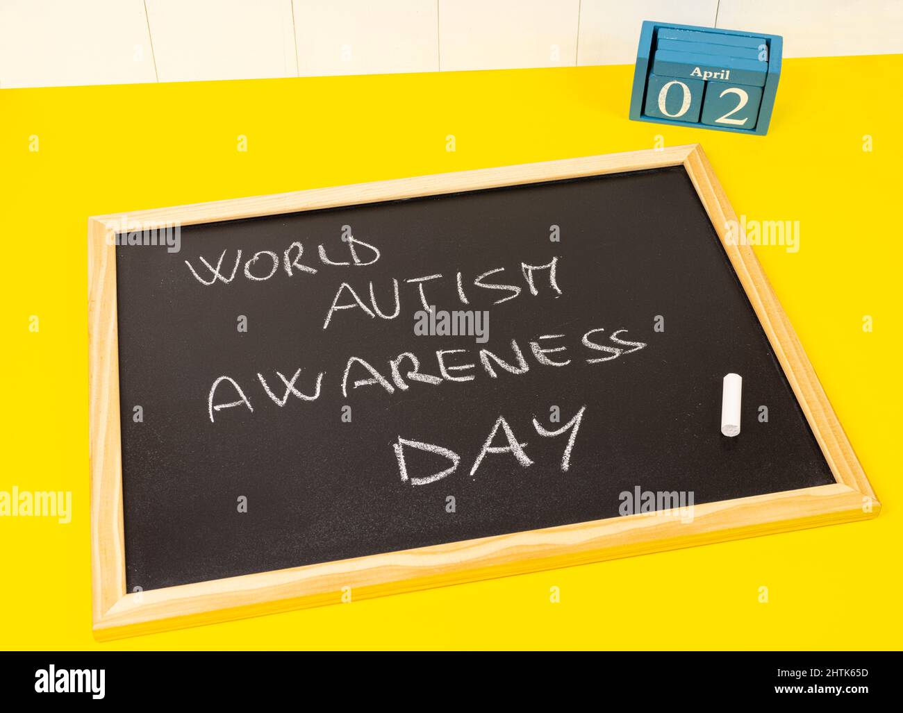 Das Konzept des Welt-Autismus-Awareness-Tages der Vereinten Nationen am 2. April. Stockfoto