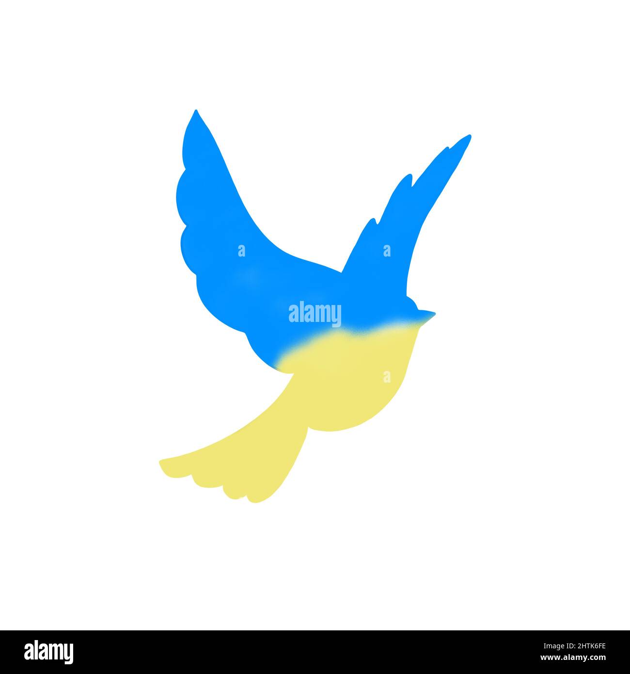 Silhouette einer Taube in den Farben der ukrainischen Flagge