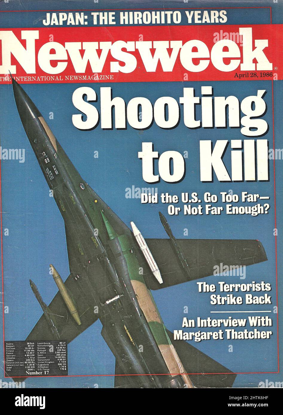 Newsweek Cover April 28 1986 ein Interview mit Margaret Thatcher Japan die Hirohito-Jahre Stockfoto