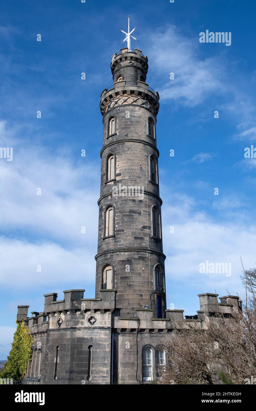 Das Nelson Monument auf Calton Hill, Edinburgh, Schottland Stockfoto