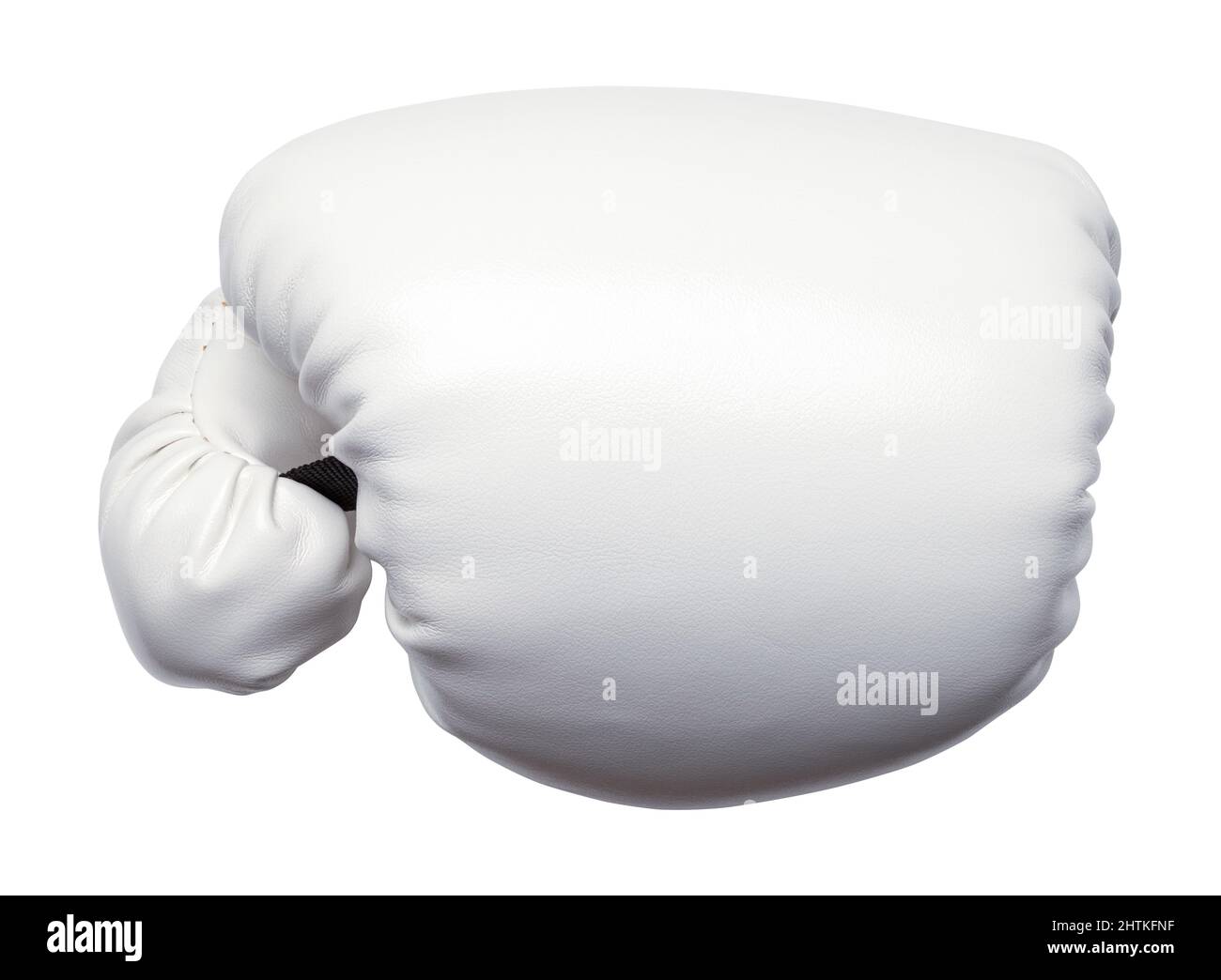 Einzelner Weißer Boxhandschuh Vorderansicht Ausschnitt. Stockfoto