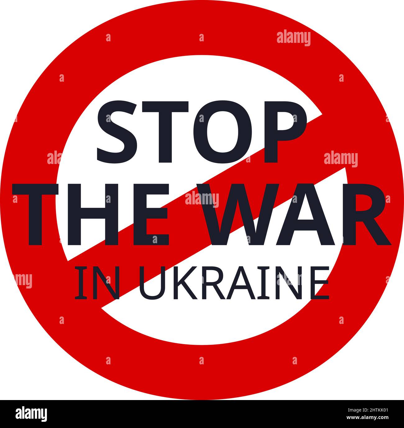 Text von Stop war in der Ukraine, rotes Schild auf weißem Hintergrund. Vektorgrafik Stock Vektor