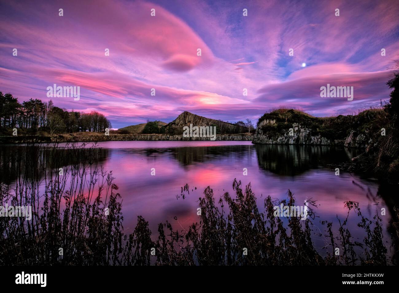 Cawfields Quarry at Dusk Stockfoto