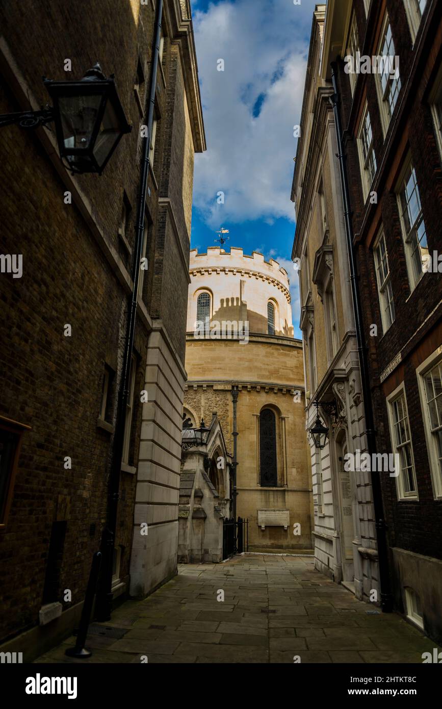 Temple Church, eine königliche eigentümliche Kirche in der City of London, erbaut von den Tempelrittern im 12.. Jahrhundert, London, England, Großbritannien Stockfoto