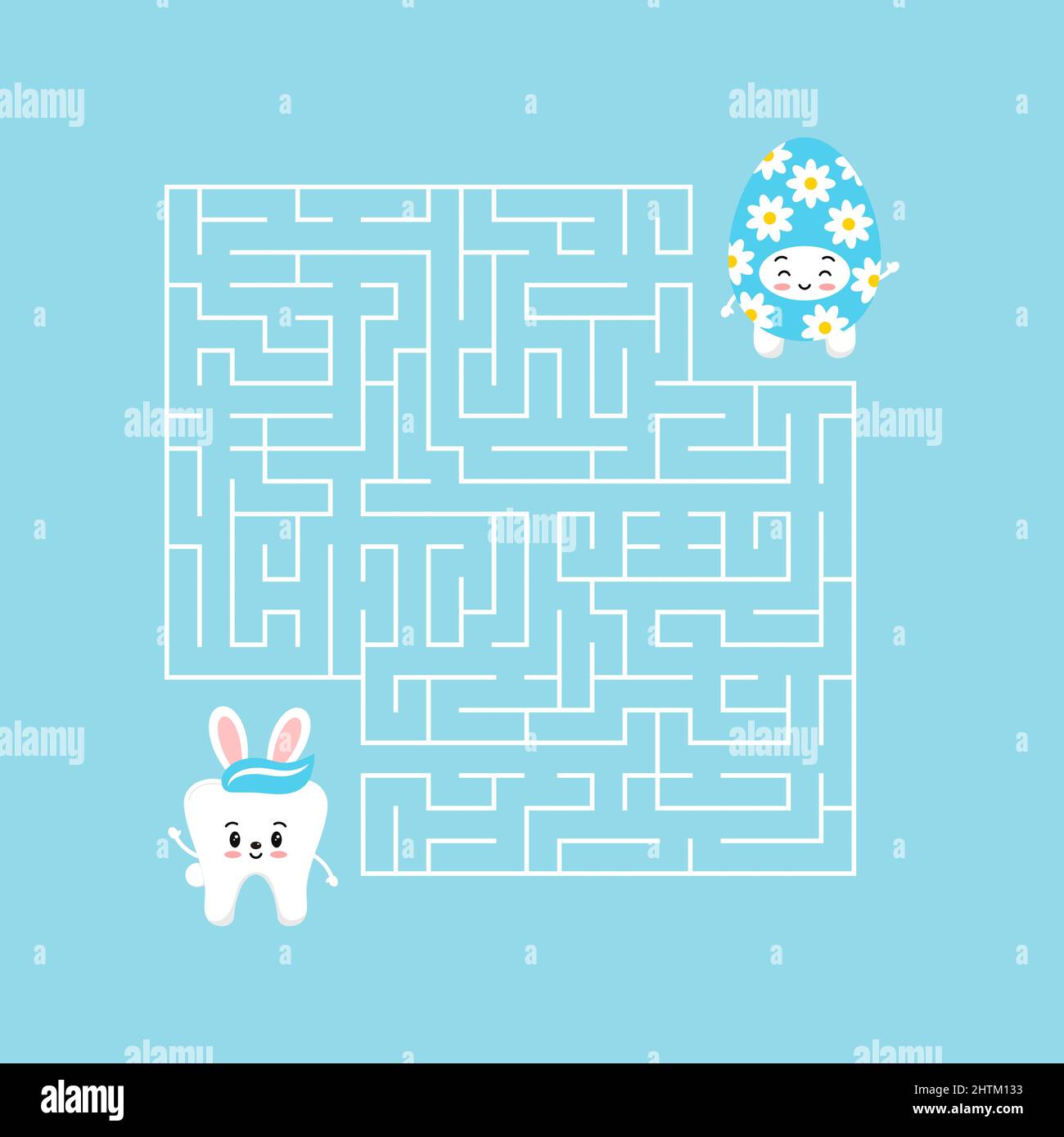 Ostern Zahn Kinder Labyrinth Spiel Aktivität Kind Puzzle Illustration. Stock Vektor