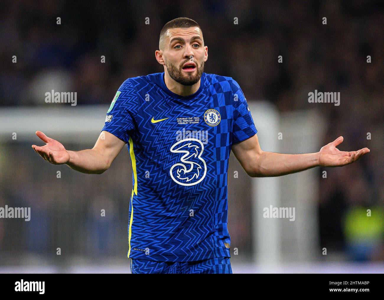 27. Februar 2022 - Chelsea gegen Liverpool - Carabao Cup - Finale - Wembley Stadium Mateo Kovacic während des Carabao Cup Finales im Wembley Stadium. Bildnachweis : © Mark Pain / Alamy Live News Stockfoto