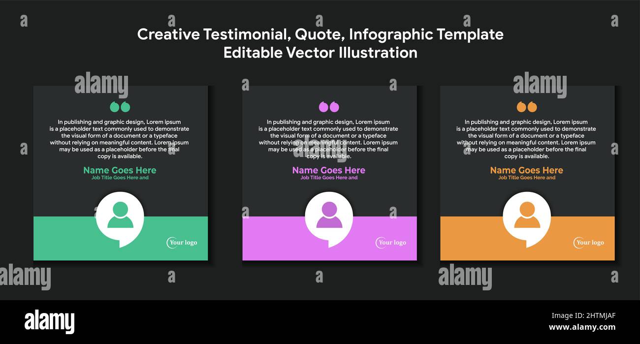 Creative Testimonial Banner, Zitat, Infografik Vorlage Editierbare Vektor-Illustration Stock Vektor
