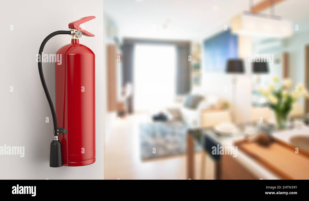 3D Feuerlöscher im Haus oder zu Hause verwenden Stockfoto